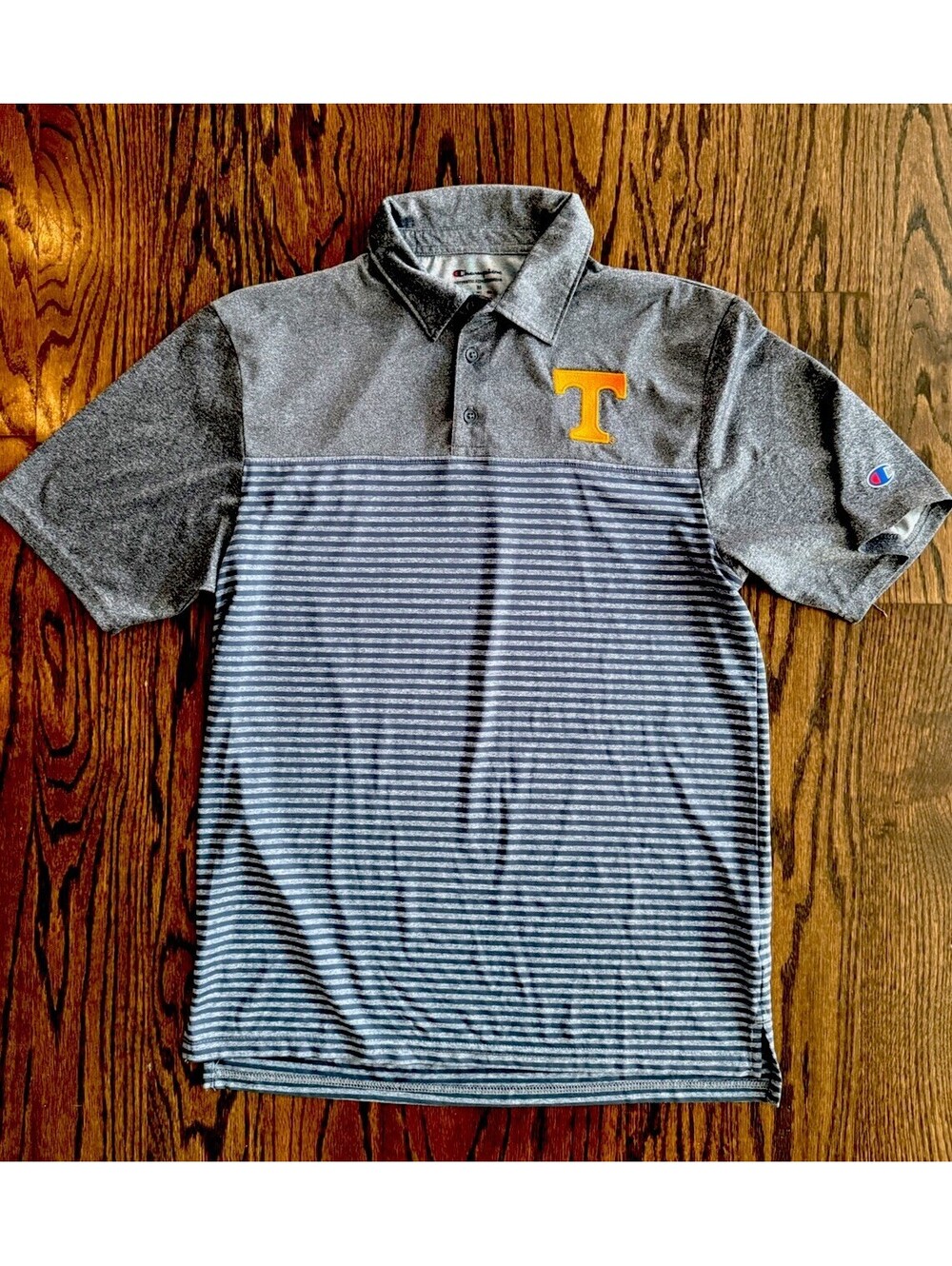 Champion Tennessee Volunteers Polo Shirt Men’s M Gray Stripe Power T Golf NCAA